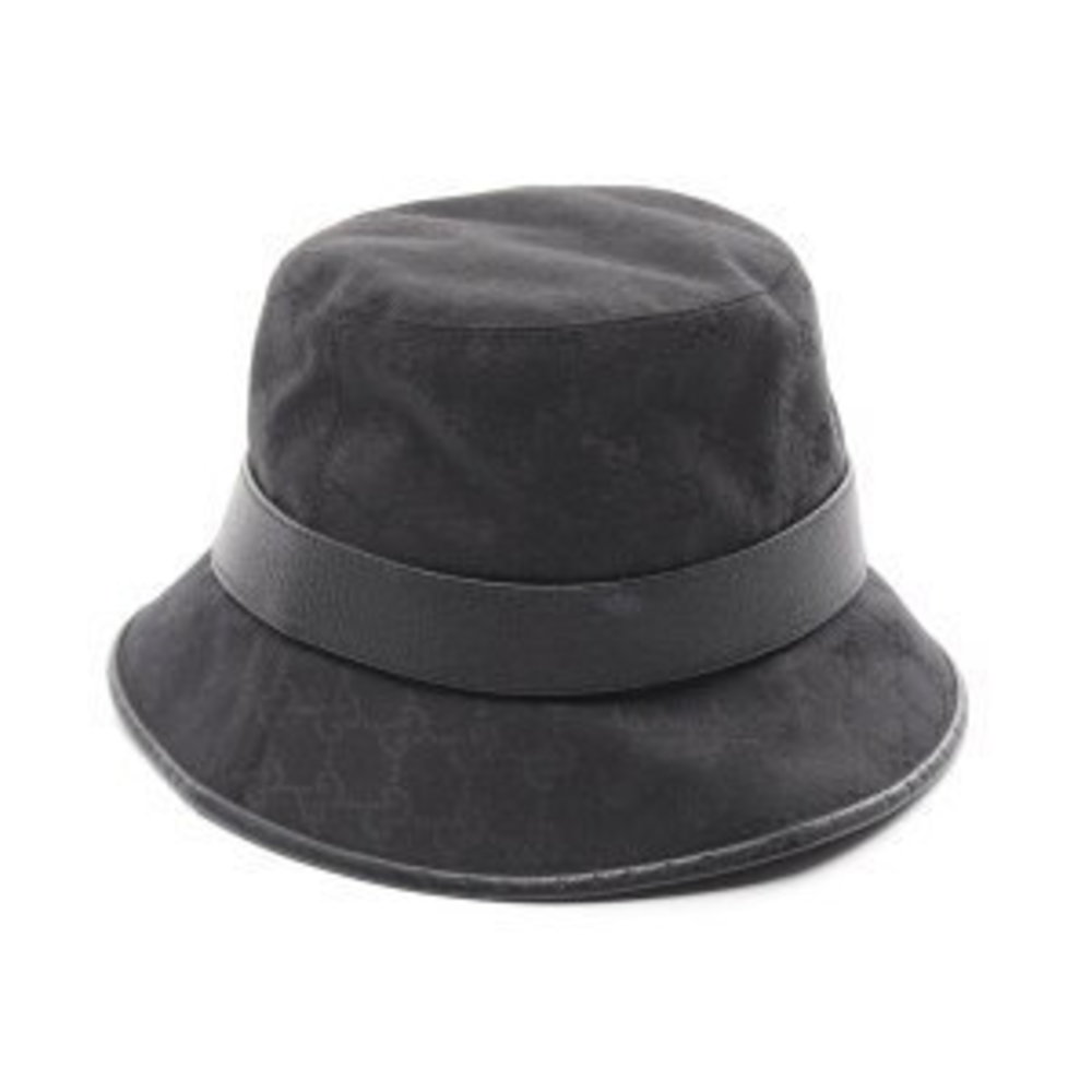 GUCCI fedora hat GG Marmont canvas leather black